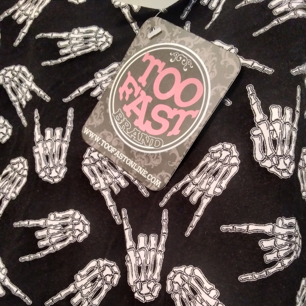 Too Fast Skeleton Hand Studded Tank Top - Picture 2 of 7
